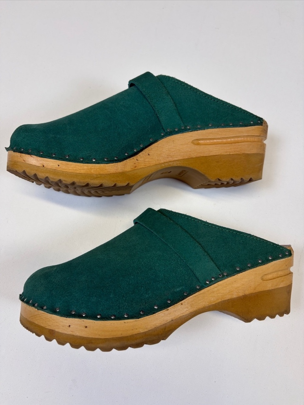 Troentorp green suede clogs size 37 or 6.5 7
